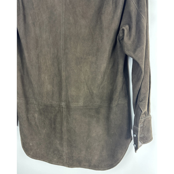 Robert Talbott Men's Brown Suede Leather Shacket Shirt Jacket Button Size Large - Picture 16 of 16